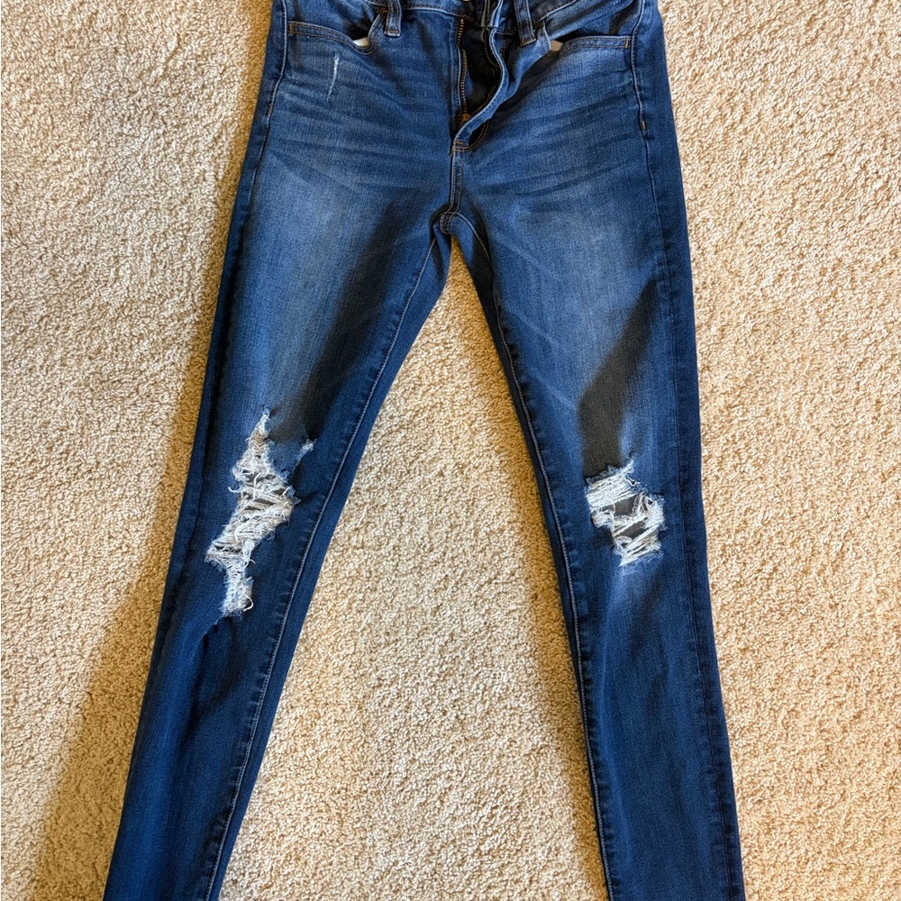 Dark Blue Distressed Women's High Rise Jegging Jeans
